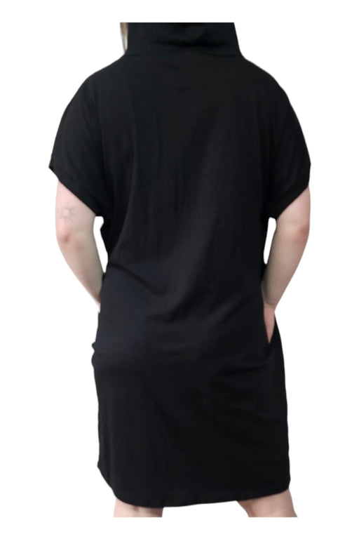 Imicoco - Stijlvol Zwart T-shirt Jurk met Capuchon - Chique Design