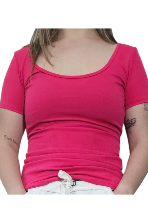 Imicoco - Dames Basic T-shirt in Fuchsia - Chique Design