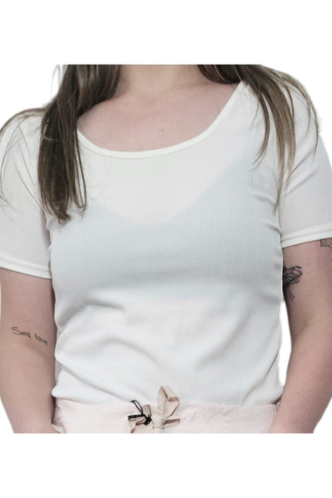 Imicoco - Dames Basic T-shirt in de kleur wit - Chique Design