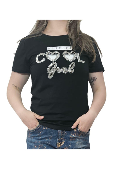 Lissimo - Cool Girl tekst Zwart T-shirt met Strassteentjes - Chique Design