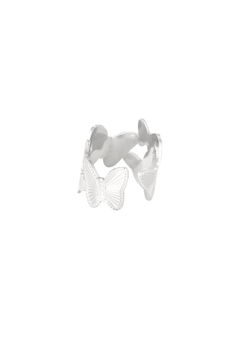 CD - Zilverkleurige Grote Vlinders Ring - Chique Design