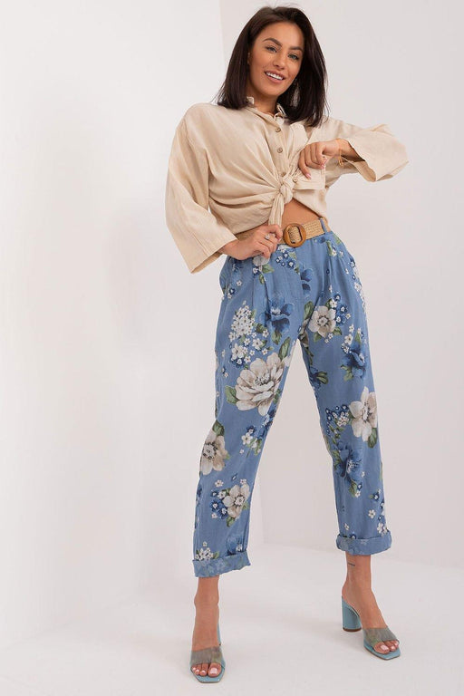 Italy Moda Damesbroek met Bloemenpatroon - Chique Design