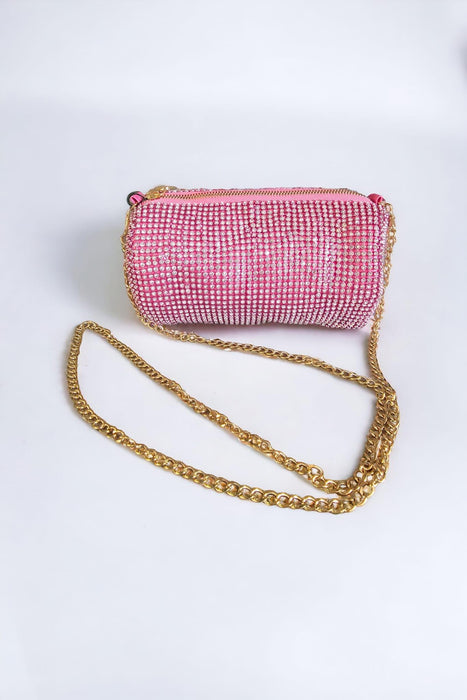 Mili - Clutch met Roze Strass-Steenjes Bedekt Soepele Vorm - Chique Design