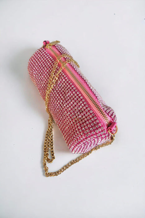 Mili - Clutch met Roze Strass-Steenjes Bedekt Soepele Vorm - Chique Design