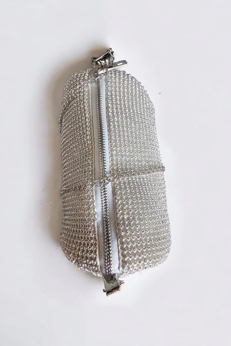 Mili - Zilveren Clutch met Strass-Steentjes - Chique Design