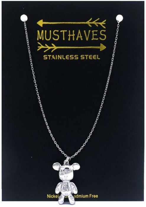 Musthaves - Zilverkleurige Ketting met Beer Hanger 3.5cm Verfijnde Stijlvolle Accessoire - Chique Design