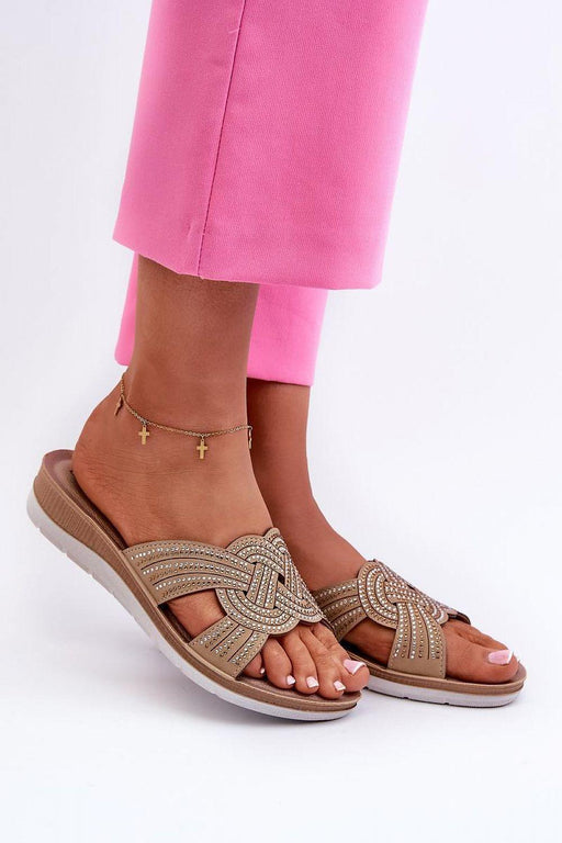 Step in style - Dames Slippers met Zirkonia's en Sleehak - Imitatieleer - Lichtgewicht en Comfortabel - Chique Design