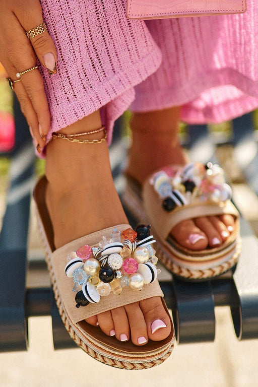 Step in Style Dames Slippers - Plateau Versierd met Talrijke Ornamenten - Chique Design