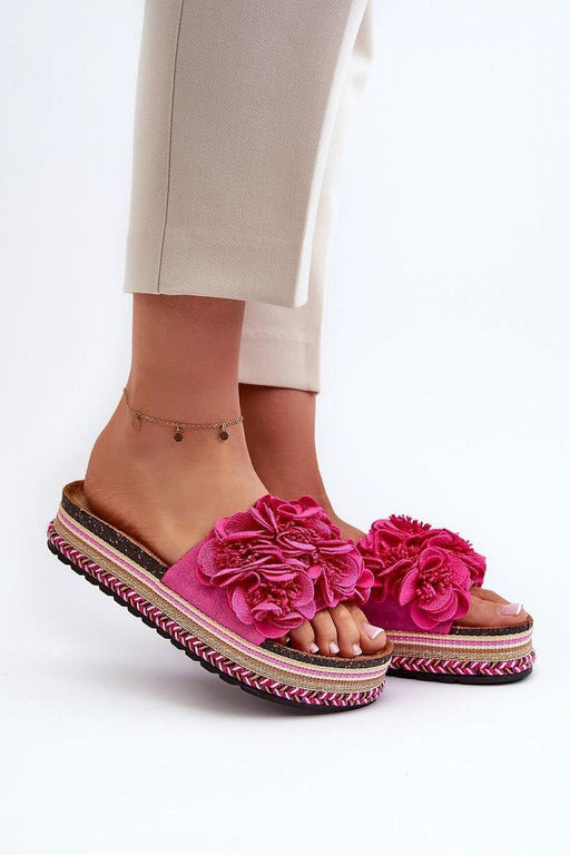 Step in style - Mooie Bloemen Damesslippers met Massief Plateau - Modieus en Comfortabel - Chique Design