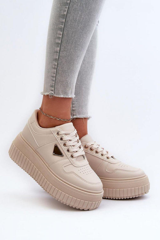 Step in Style - Trendy imitatieleer Plateau Sneakers - Chique Design